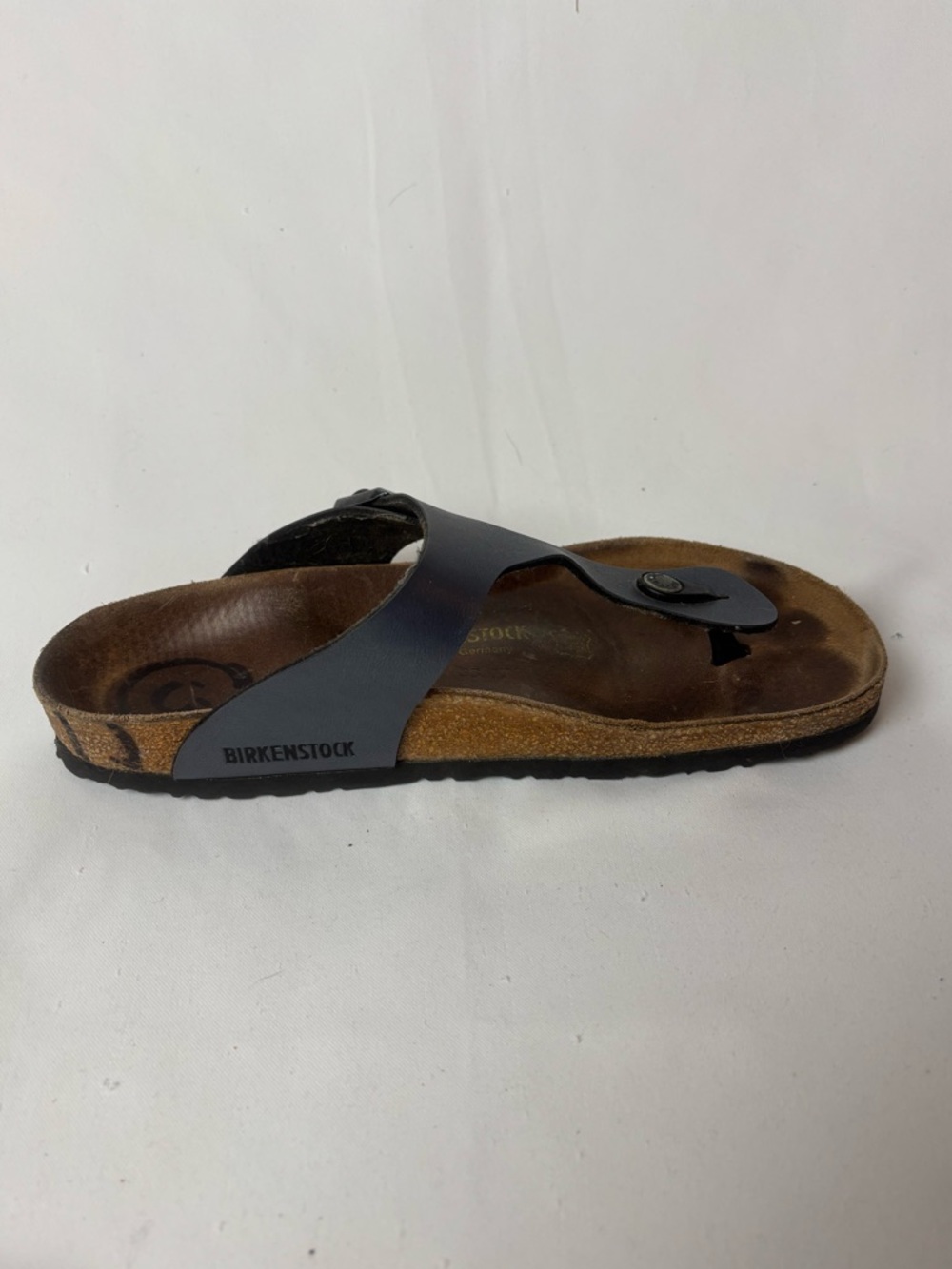 Birkenstock Gizeh Grey/Blue Thong Sandal Unisex 41 Womens 10 Mens 8 FLAW